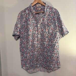 Faherty Brand The Breeze Mens Button Down Floral Shirt Short Sleeve Size XL